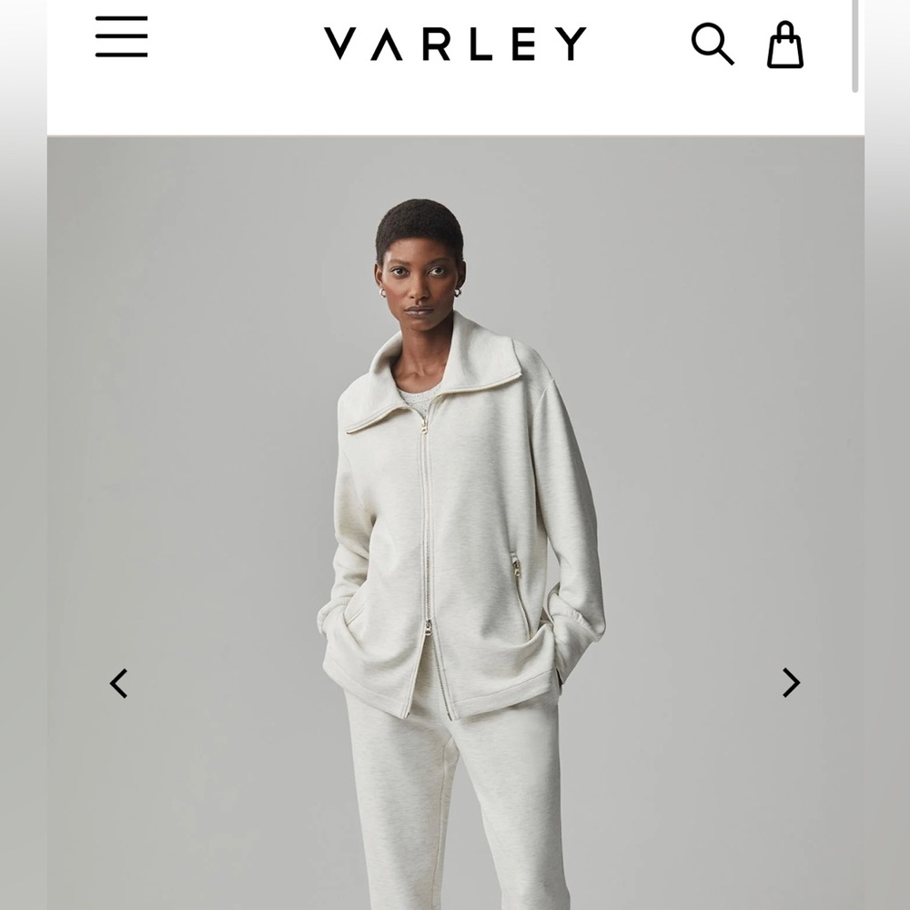 Varley, Adair Zip Through Jacket, Large, Ivory Marl